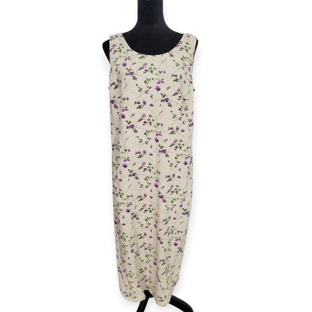 Purple 14W Floral Sleeveless Dress Dress Barn